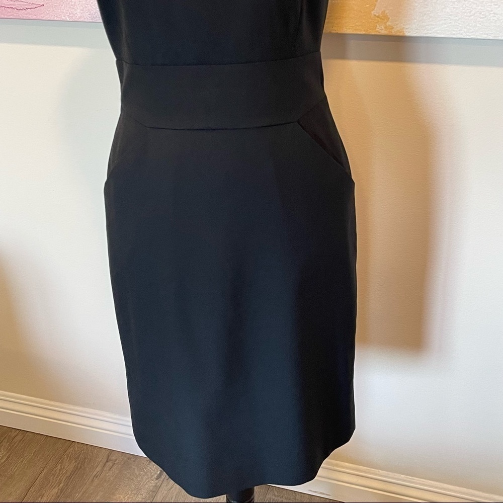 J Crew Dress Emmaleigh Wool Sheath Black sleeveless Pockets Classic size 2. - Picture 5 of 9